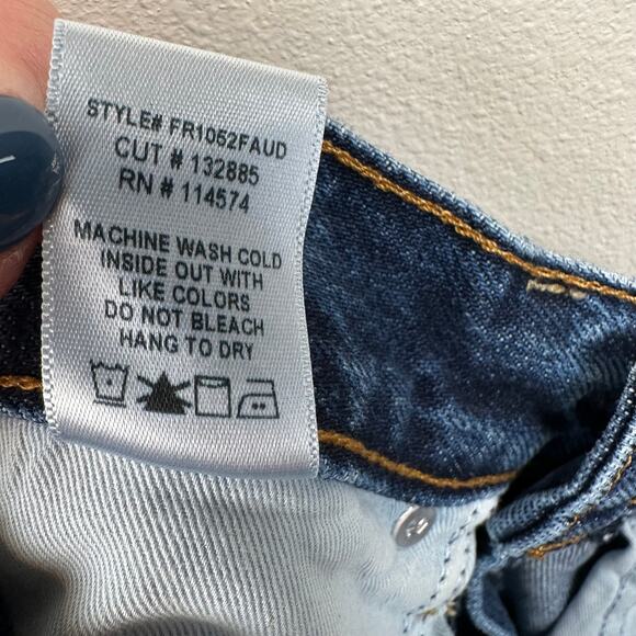 NOEND Denim Women’s Kick Flare Cropped Jeans High Rise Raw Hem Size 24 USA Boho - Picture 13 of 14